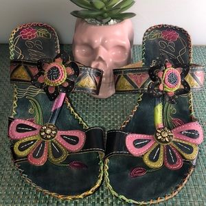 Corey’s Elite Jamaica Floral leather sandal size 9